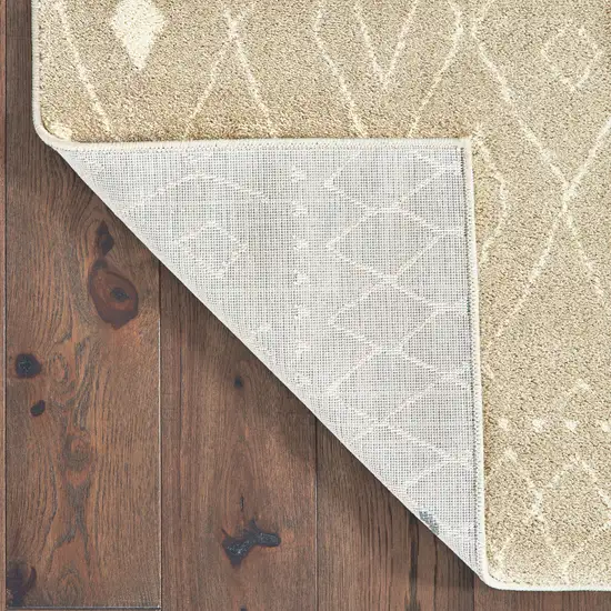 Sand And Ivory Geometric Power Loom Stain Resistant Area Rug Photo 5