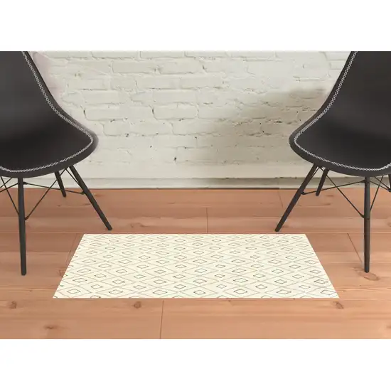 Sand Ash Grey And Ivory Geometric Power Loom Stain Resistant Area Rug Photo 2