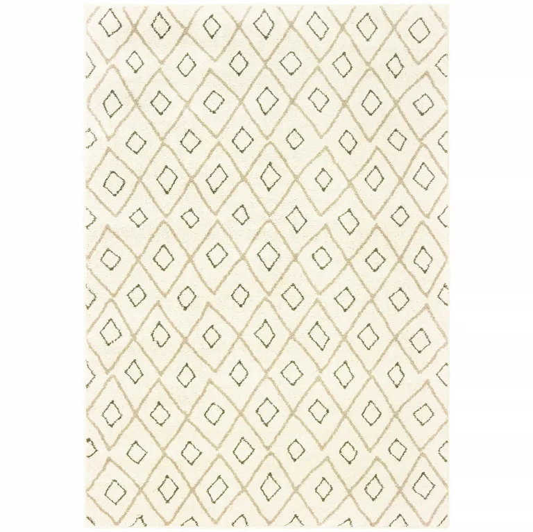 Sand Ash Grey And Ivory Geometric Power Loom Stain Resistant Area Rug Photo 1