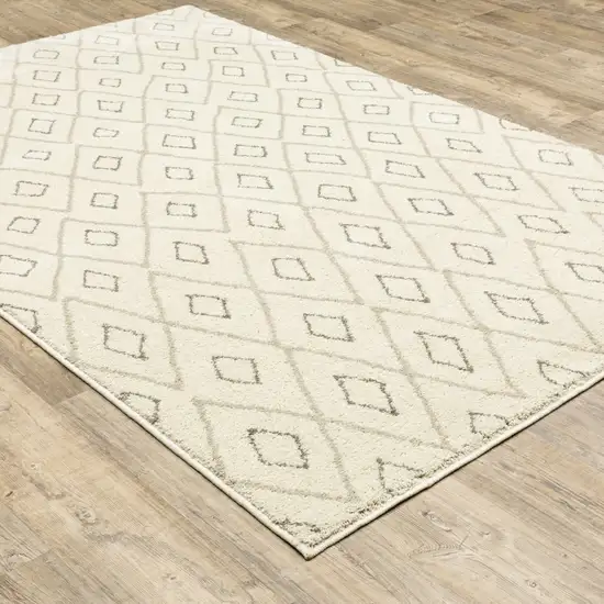 Sand Ash Grey And Ivory Geometric Power Loom Stain Resistant Area Rug Photo 6