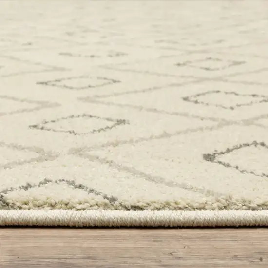 Sand Ash Grey And Ivory Geometric Power Loom Stain Resistant Area Rug Photo 9