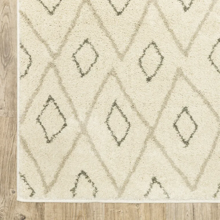 Sand Ash Grey And Ivory Geometric Power Loom Stain Resistant Area Rug Photo 3