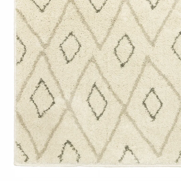 Sand Ash Grey And Ivory Geometric Power Loom Stain Resistant Area Rug Photo 4