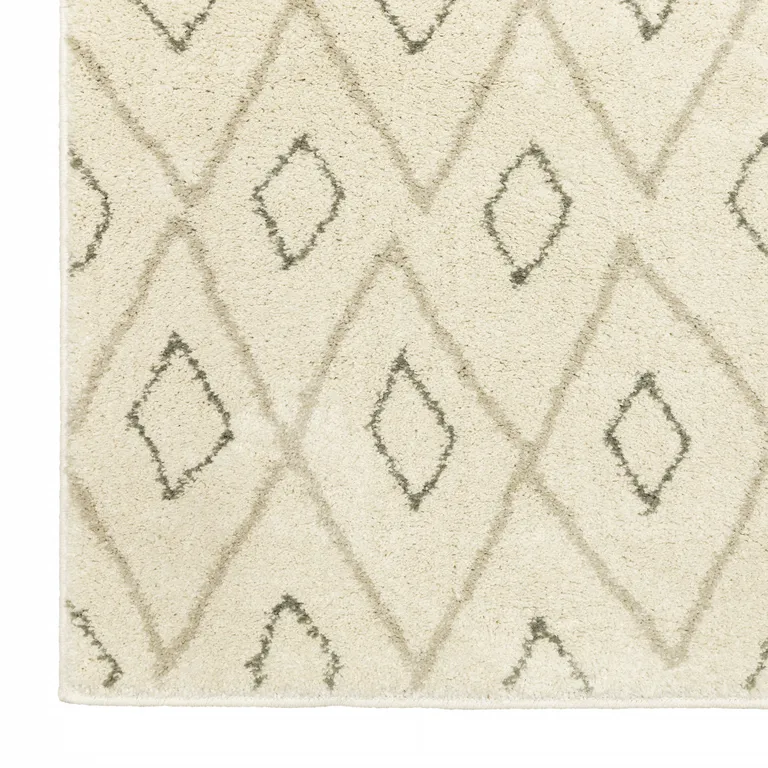 Sand Ash Grey And Ivory Geometric Power Loom Stain Resistant Runner Rug Photo 4