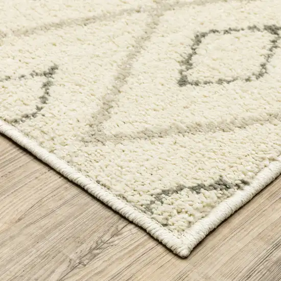 Sand Ash Grey And Ivory Geometric Power Loom Stain Resistant Runner Rug Photo 5