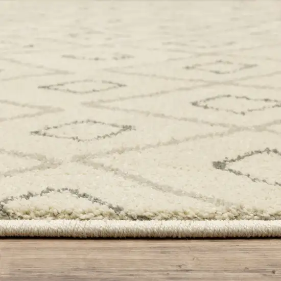 Sand Ash Grey And Ivory Geometric Power Loom Stain Resistant Runner Rug Photo 8