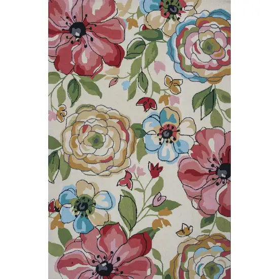 Sand Beige Hand Hooked Oversized Floral Indoor Accent Rug Photo 1