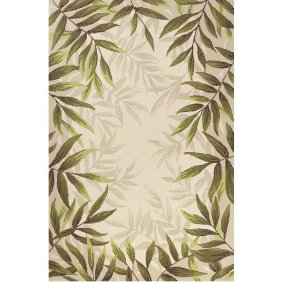 Beige Floral Handmade Indoor Outdoor Area Rug Photo 1