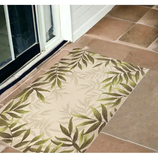 Beige Floral Indoor Outdoor Area Rug Photo 1