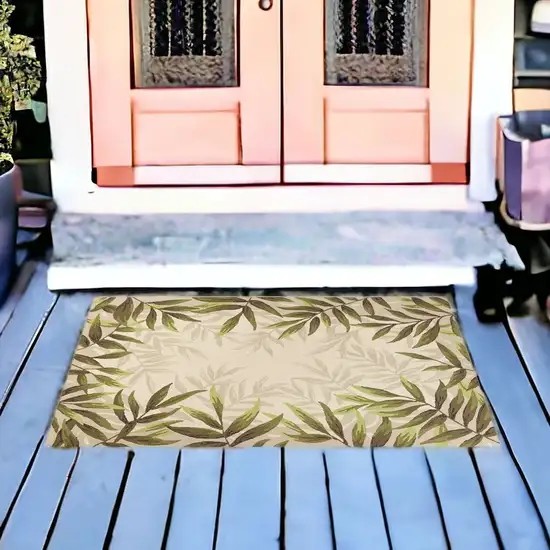 Beige Floral Indoor Outdoor Area Rug Photo 4