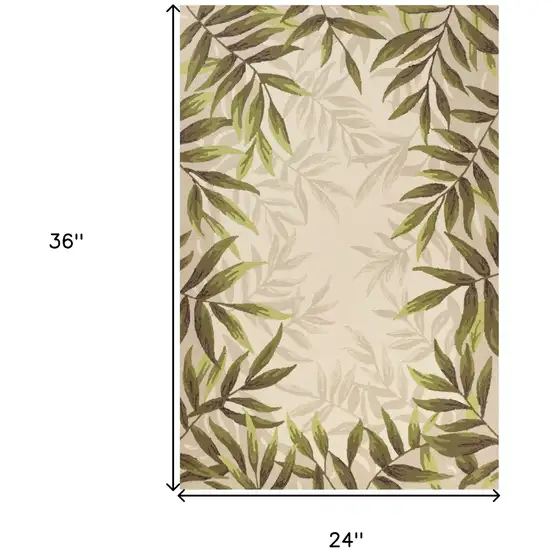 Beige Floral Handmade Indoor Outdoor Area Rug Photo 9