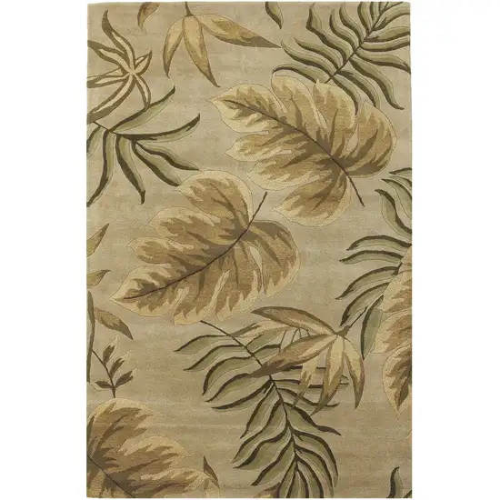 Sand Beige Hand Tufted Tropical Leaves Indoor Area Rug Photo 2