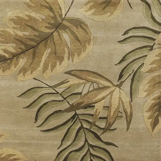 Sand Beige Hand Tufted Tropical Leaves Indoor Area Rug Photo 2