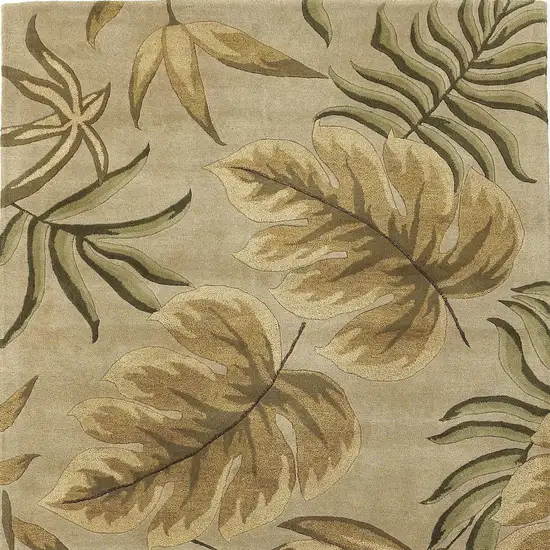 Sand Beige Hand Tufted Tropical Leaves Indoor Area Rug Photo 3