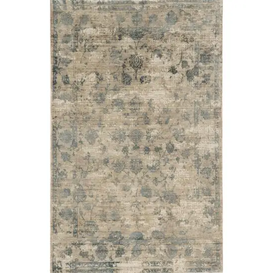 9'X12' Sand Blue Hand Loomed Traditional Floral Indoor Area Rug Photo 1