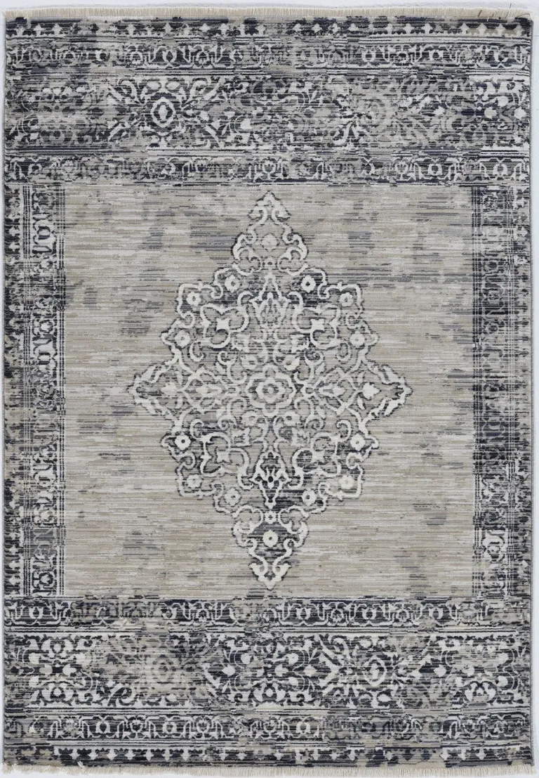 Sand Charcoal Polypropylene Rug Photo 4