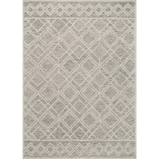 Sand Geometric Diamond Wool Area Rug Photo 1