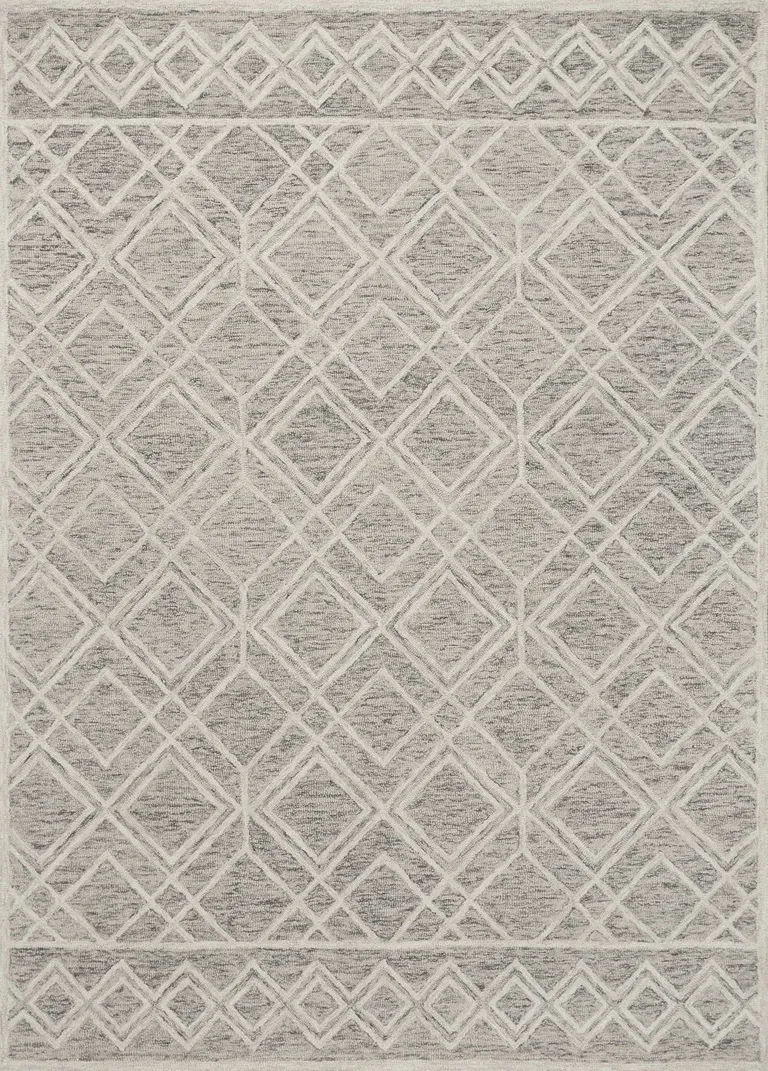 Sand Geometric Diamond Wool Area Rug Photo 1