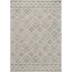 Photo of Sand Geometric Diamond Wool Area Rug