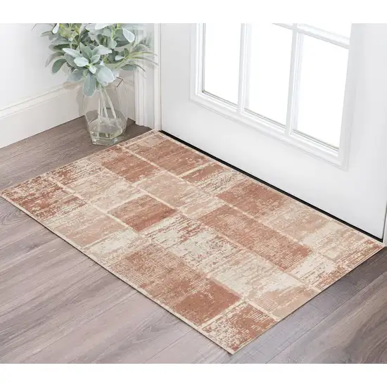 Sand and Ivory Geometric Power Loom Area Rug Photo 1