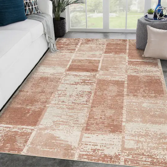 Sand Geometric Power Loom Area Rug With Fringe Photo 6