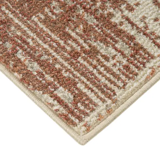 Sand Geometric Power Loom Area Rug With Fringe Photo 4