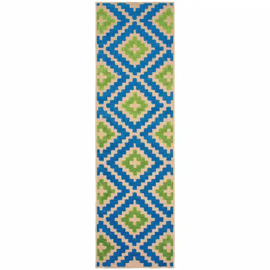 Sand Geometric Stain Resistant Indoor Outdoor Area Rug Photo 1