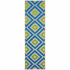 Photo of Sand Geometric Stain Resistant Indoor Outdoor Area Rug