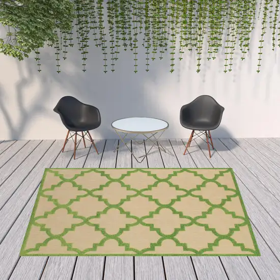 Sand Geometric Stain Resistant Indoor Outdoor Area Rug Photo 2