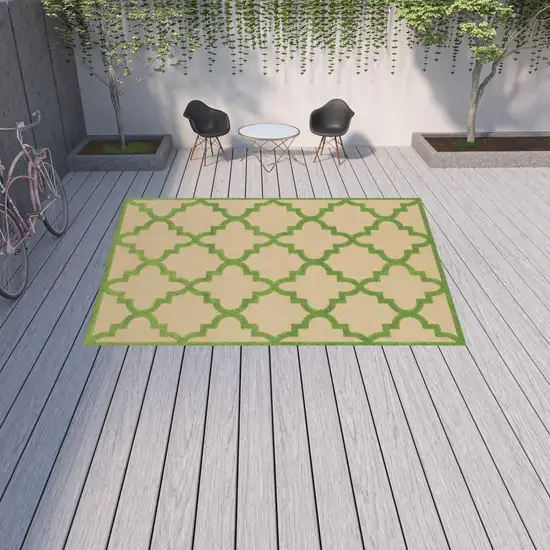 Sand Geometric Stain Resistant Indoor Outdoor Area Rug Photo 2