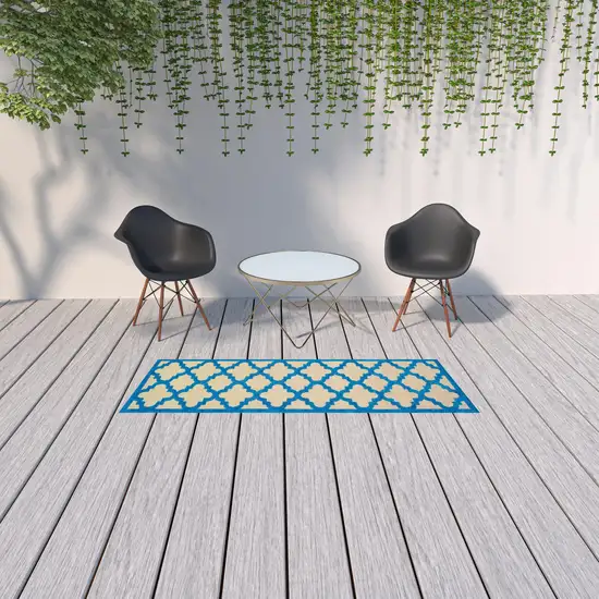 Sand Geometric Stain Resistant Indoor Outdoor Area Rug Photo 2