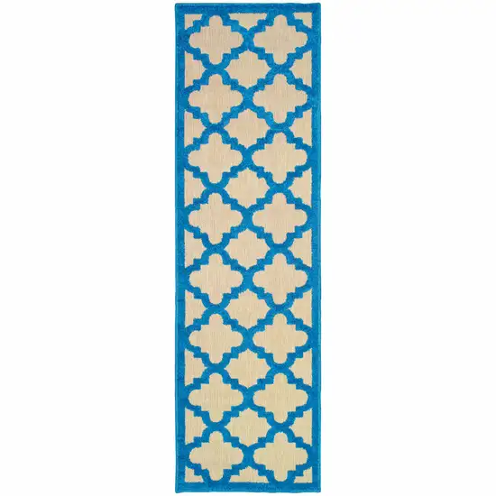 Sand Geometric Stain Resistant Indoor Outdoor Area Rug Photo 1