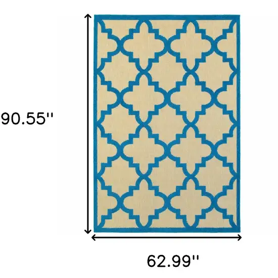 Sand Geometric Stain Resistant Indoor Outdoor Area Rug Photo 5