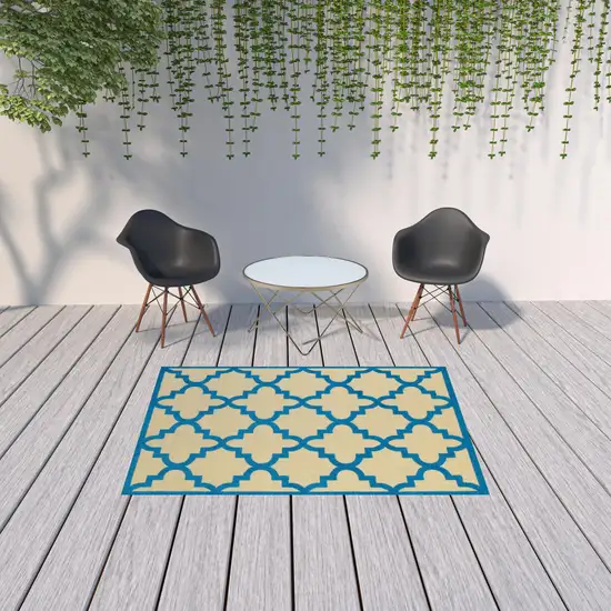 Sand Geometric Stain Resistant Indoor Outdoor Area Rug Photo 2