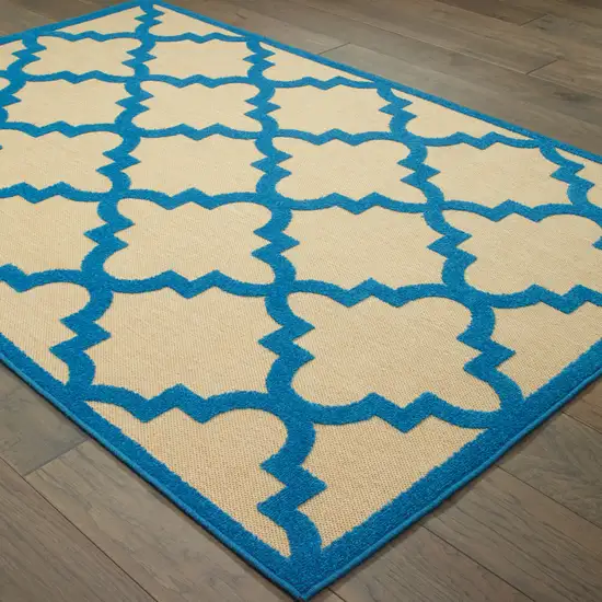 Sand Geometric Stain Resistant Indoor Outdoor Area Rug Photo 4