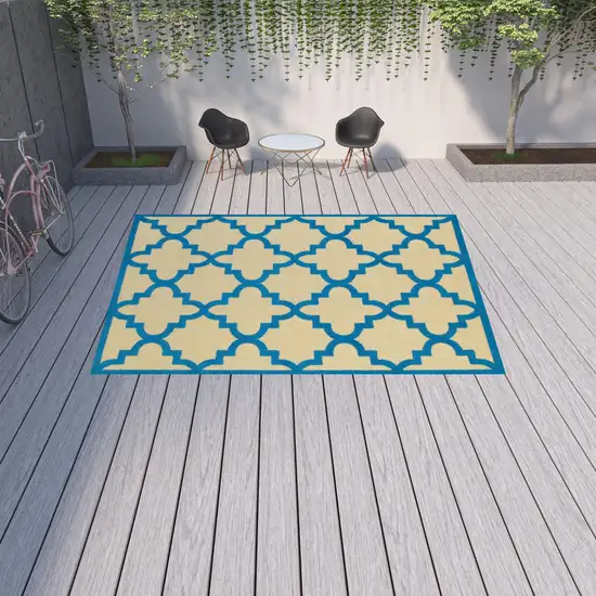 Sand Geometric Stain Resistant Indoor Outdoor Area Rug Photo 2