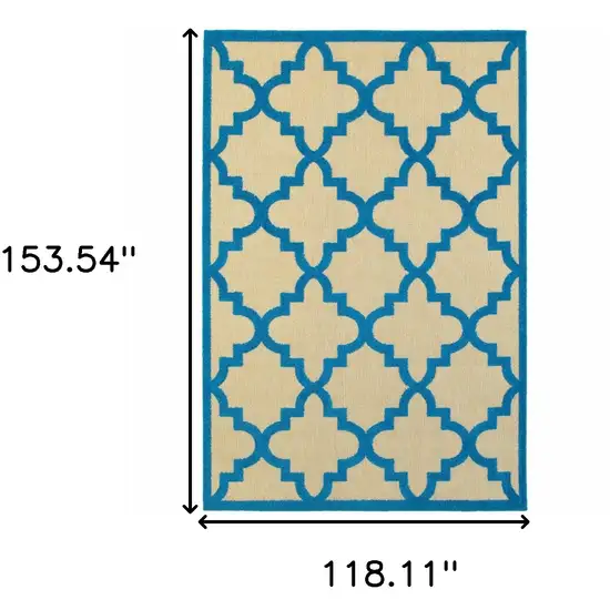 Sand Geometric Stain Resistant Indoor Outdoor Area Rug Photo 5