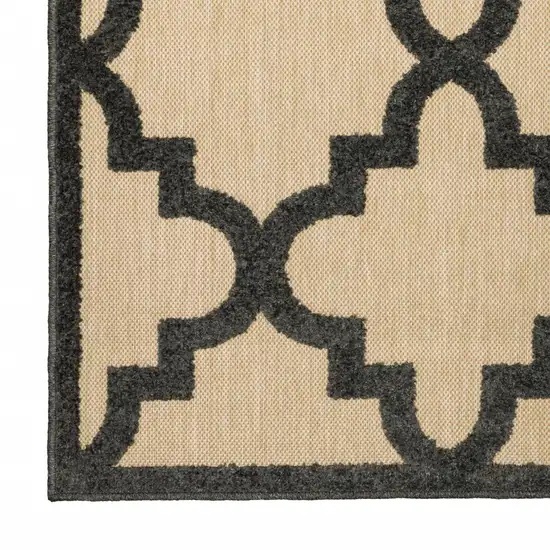 Sand Geometric Stain Resistant Indoor Outdoor Area Rug Photo 1