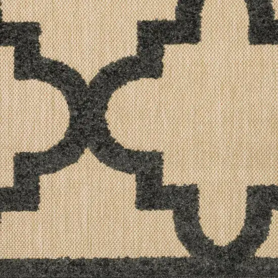 Beige and Black Geometric Stain Resistant Indoor Outdoor Area Rug Photo 6