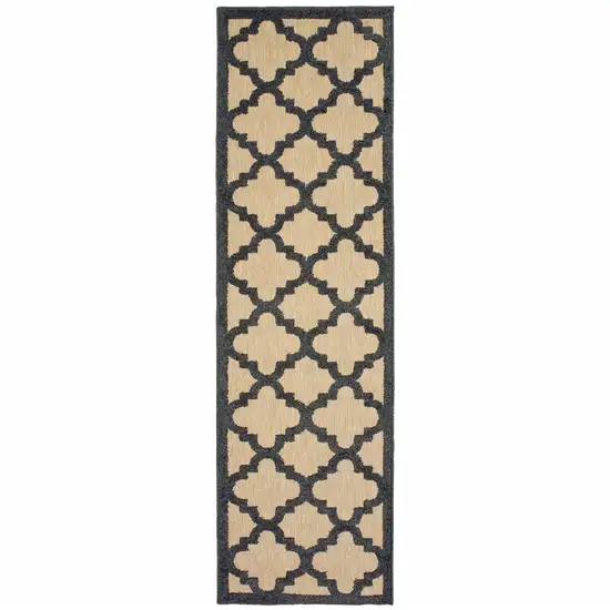 Sand Geometric Stain Resistant Indoor Outdoor Area Rug Photo 2