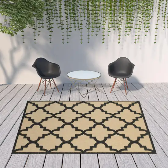 Sand Geometric Stain Resistant Indoor Outdoor Area Rug Photo 2