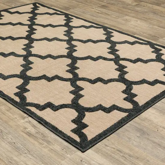 Sand Geometric Stain Resistant Indoor Outdoor Area Rug Photo 6