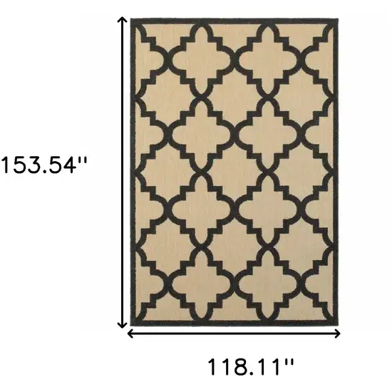 Sand Geometric Stain Resistant Indoor Outdoor Area Rug Photo 10