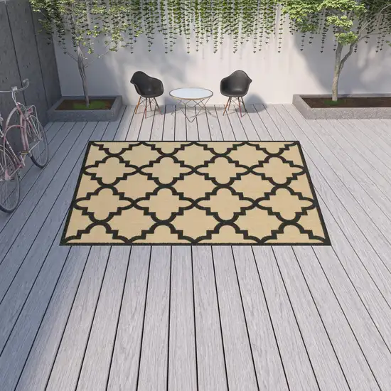 Sand Geometric Stain Resistant Indoor Outdoor Area Rug Photo 2