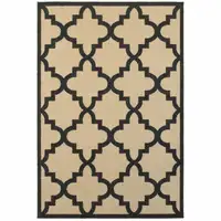 Photo of Sand Geometric Stain Resistant Indoor Outdoor Area Rug