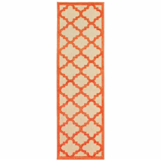 Sand Geometric Stain Resistant Indoor Outdoor Area Rug Photo 1