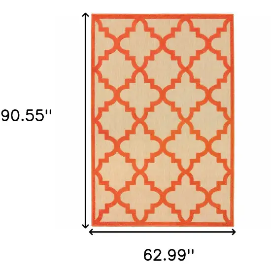 Sand Geometric Stain Resistant Indoor Outdoor Area Rug Photo 6