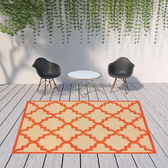 Sand Geometric Stain Resistant Indoor Outdoor Area Rug Photo 2