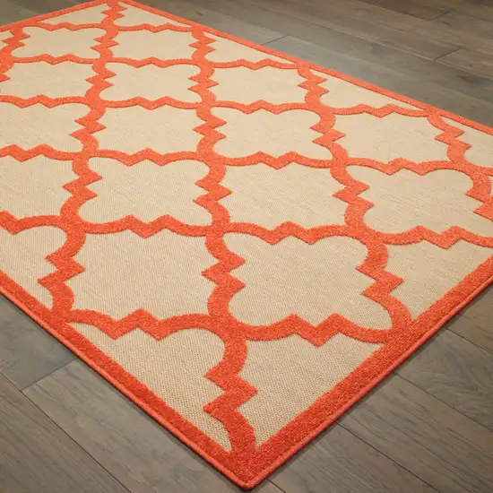 Sand Geometric Stain Resistant Indoor Outdoor Area Rug Photo 4