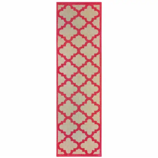 Sand Geometric Stain Resistant Indoor Outdoor Area Rug Photo 1